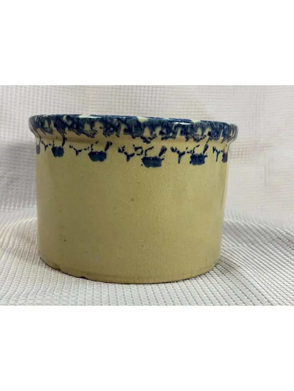 117 Vintage Robinson Ransbottom Pottery Crock blue spongeware wheat pattern